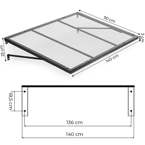 Műanyag előtető, MultiGarden AW-090, 140 x 90 cm – 5. kép