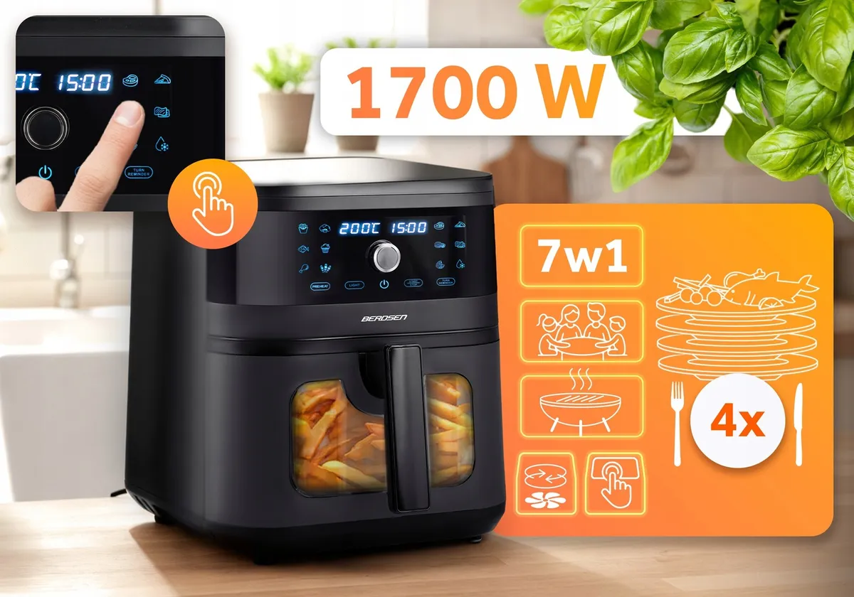 Air Fryer forrólevegős sütő, Berdsen BD-661, 8 l – 2. kép Air Fryer forrólevegős sütő, Berdsen BD-661, 8 l – 2. kép