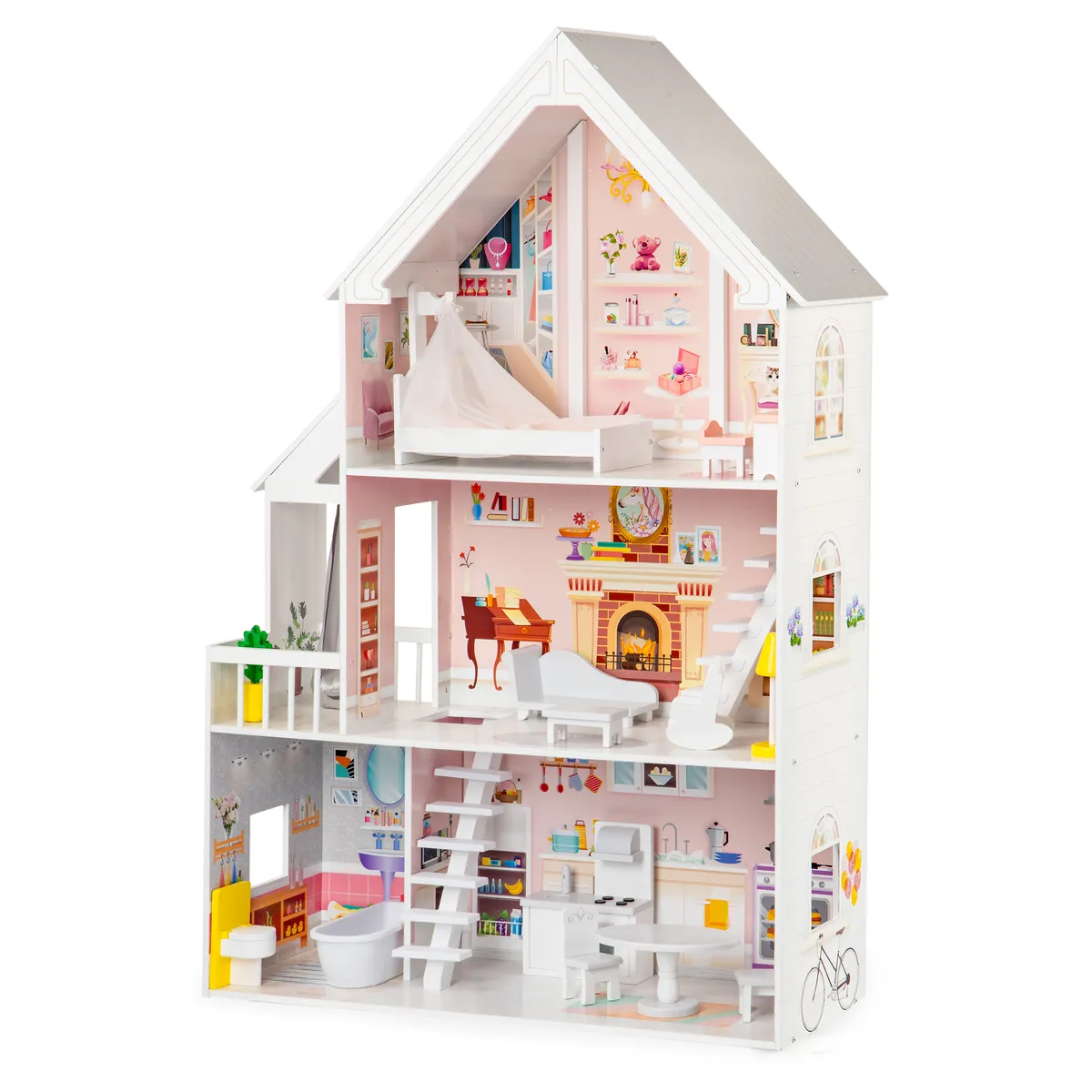 Fa babaház, ECOTOYS 4127, XXL kastély – 1. kép Fa babaház, ECOTOYS 4127, XXL kastély – 1. kép