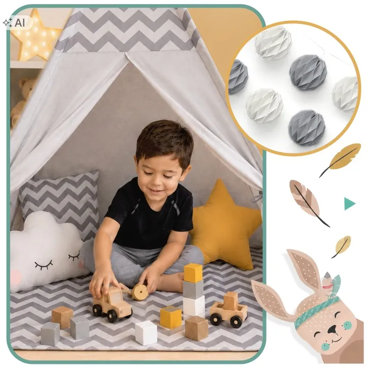 Gyereksátor, Nukido Tipi, fényfüzérrel – 15. kép
