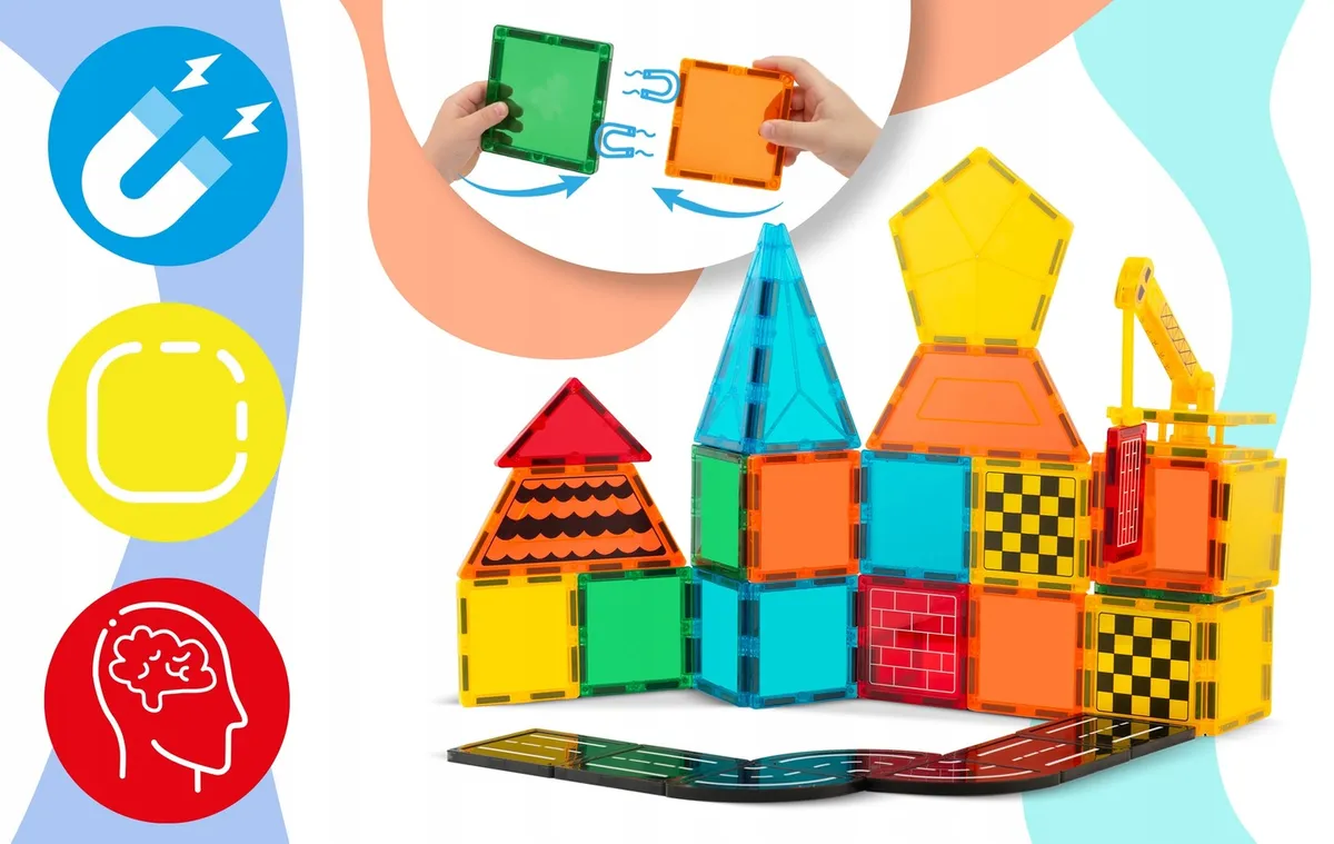 Mágneses játékkészlet, Ricokids RK-780, 72 db – 3. kép 72 darabos mágneses készlet