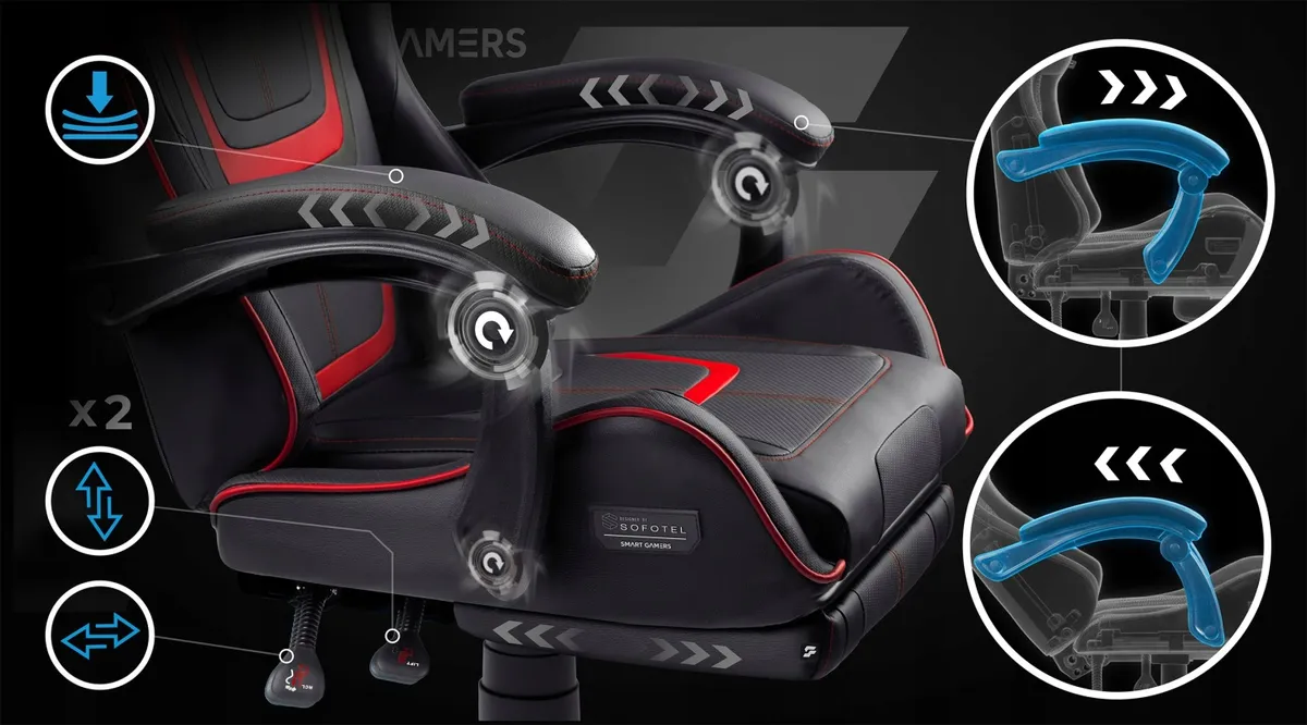 Gamer szék, Sofotel Specter, fekete/piros – 9. kép