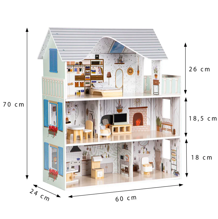 Fa babaház, ECOTOYS 8301, Emma rezidencia – 5. kép Babaház részletek