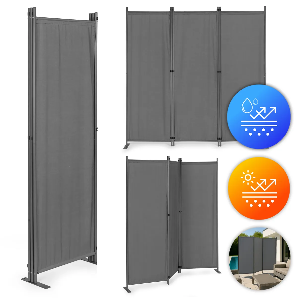 Térelválasztó paraván, MultiGarden AW-022/3TLG, szürke – 1. kép Térelválasztó paraván, MultiGarden AW-022/3TLG, szürke – 1. kép
