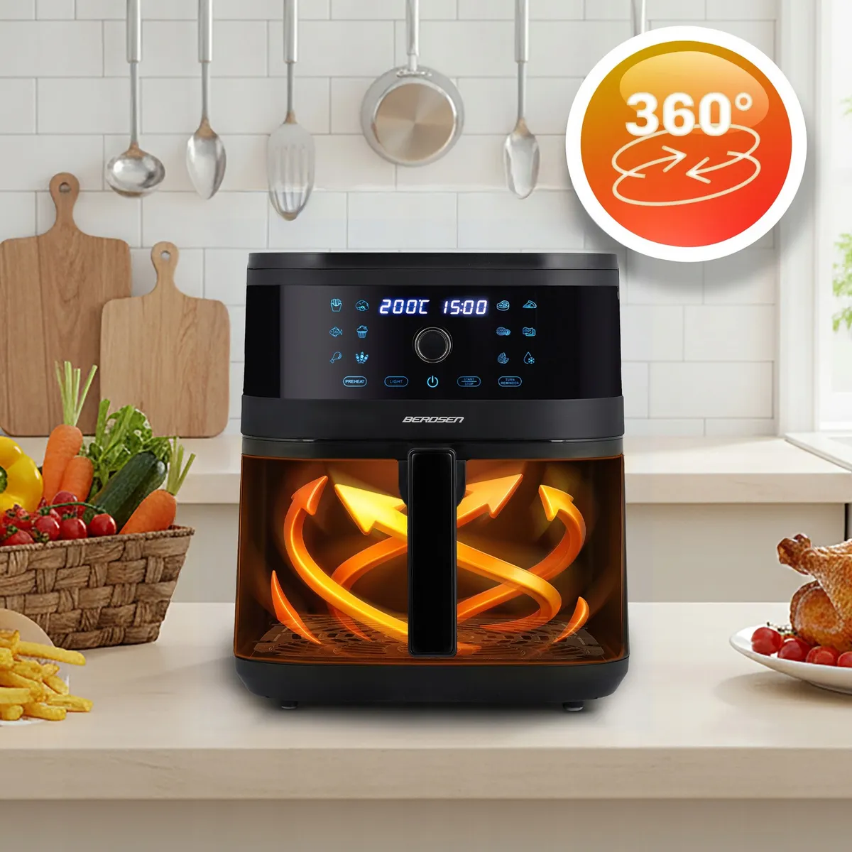Air Fryer forrólevegős sütő, Berdsen BD-661, 8 l – 4. kép Air Fryer forrólevegős sütő, Berdsen BD-661, 8 l – 4. kép