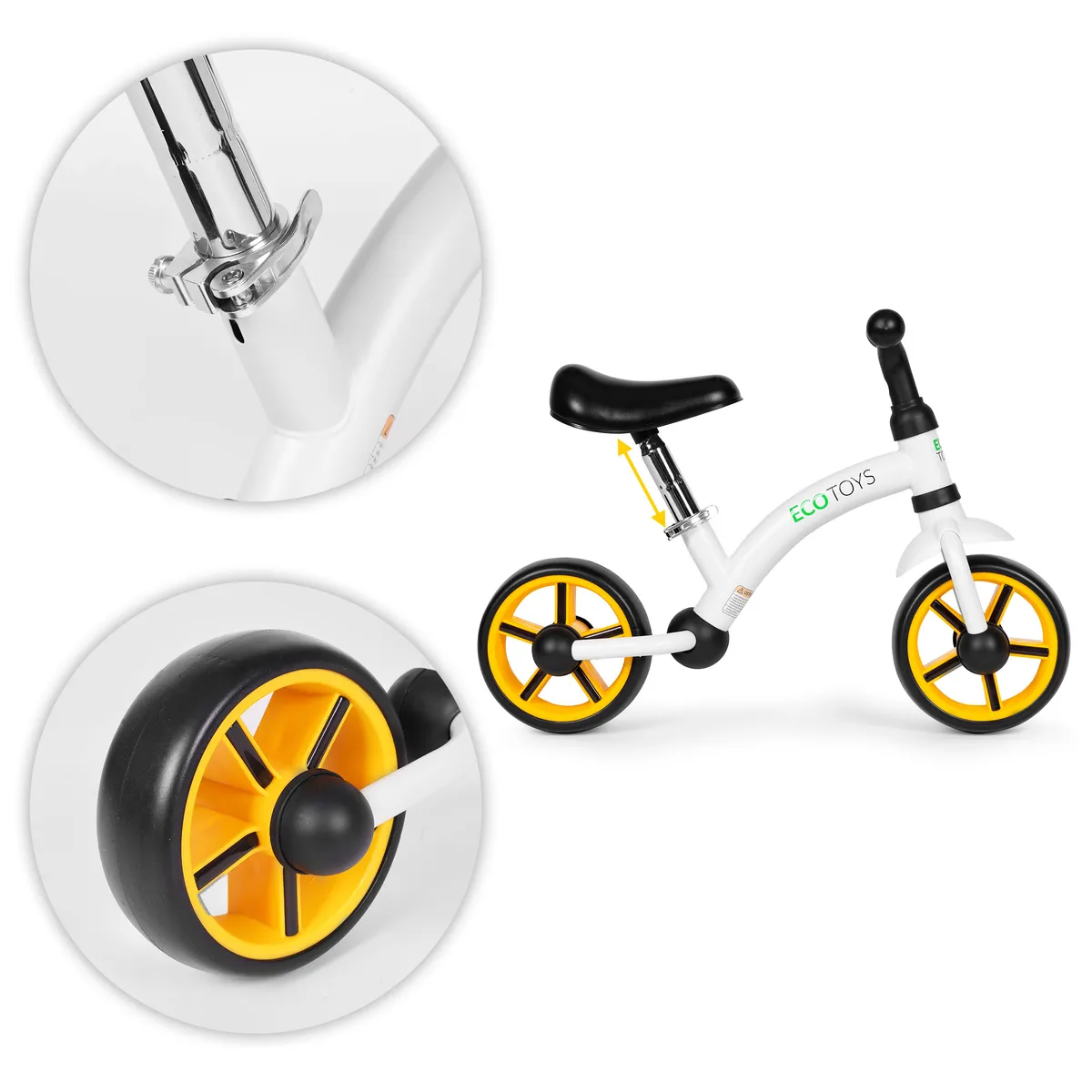 Kétkerekű futóbicikli, ECOTOYS LC-V1252, fekete – 3. kép Kétkerekű futóbicikli, ECOTOYS LC-V1252, fekete – 3. kép