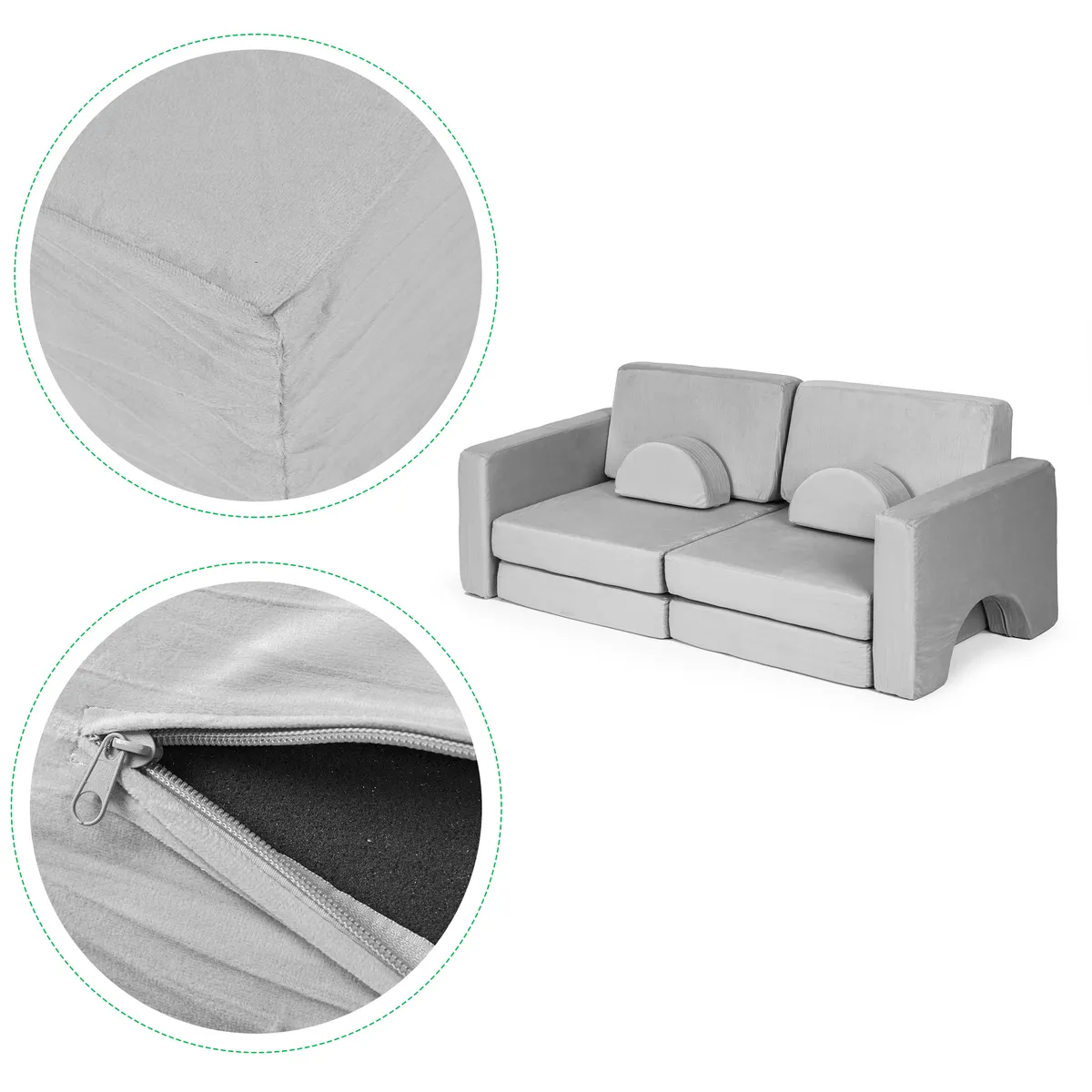 Gyerek moduláris fotel, ECOTOYS TMSRT-15, szürke – 5. kép Gyerek moduláris fotel, ECOTOYS TMSRT-15, szürke – 5. kép