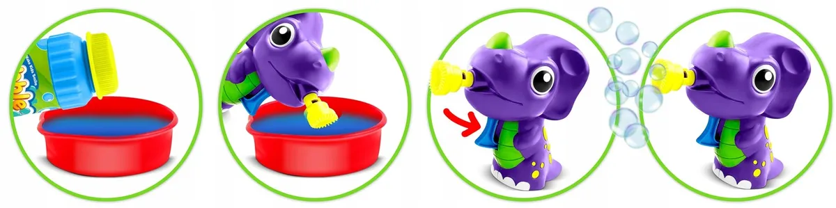Buborékfújó gép, Ricokids RK-905, Triceratopsz forma – 5. kép