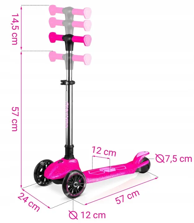Háromkerekű roller, Ricokids Jelly, rózsaszín – 11. kép Háromkerekű roller, Ricokids Jelly, rózsaszín – 11. kép