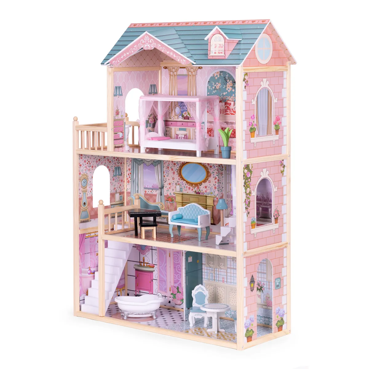 Fa babaház, ECOTOYS 8106, kastély – 1. kép Fa babaház, ECOTOYS 8106, kastély – 1. kép