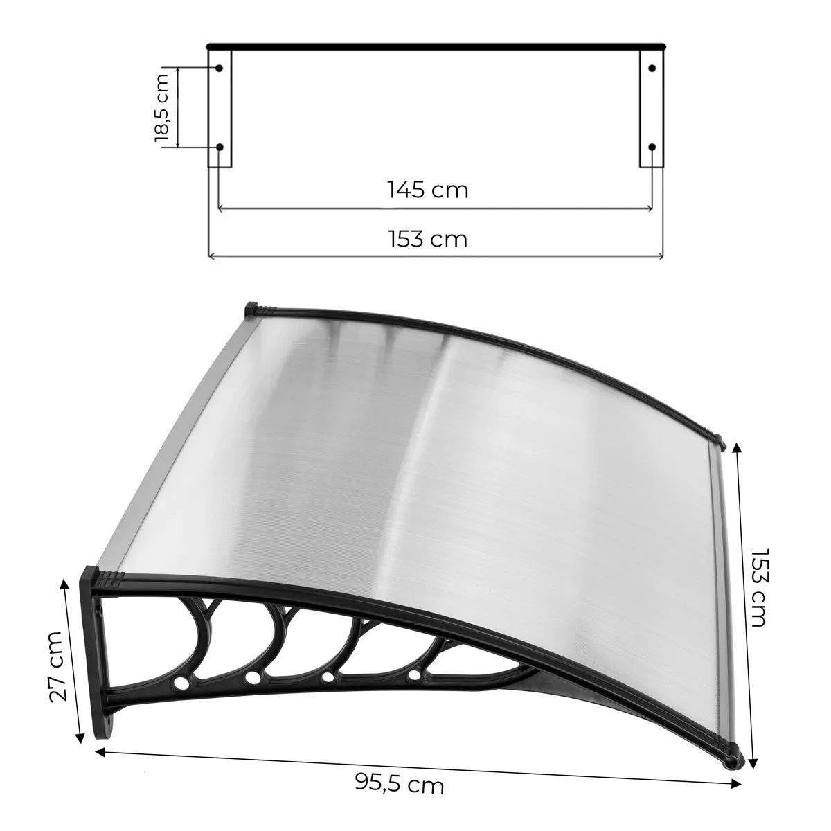 Műanyag előtető, MultiGarden AW-017C, 150 × 100 cm – 6. kép Műanyag előtető, MultiGarden AW-017C, 150 × 100 cm – 6. kép