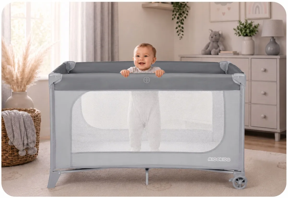 Utazó gyerekágy, Ricokids RK-240, szürke – 4. kép