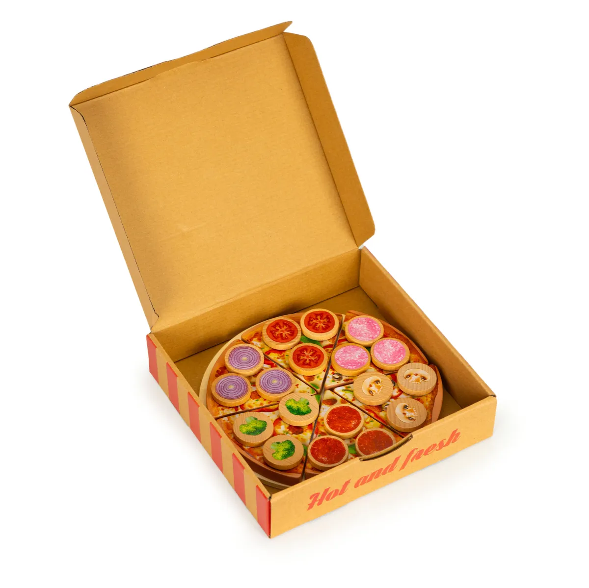 Játék élelmiszerkészlet, ECOTOYS TL733030, vágható pizza – 3. kép Játék élelmiszerkészlet, ECOTOYS TL733030, vágható pizza – 3. kép