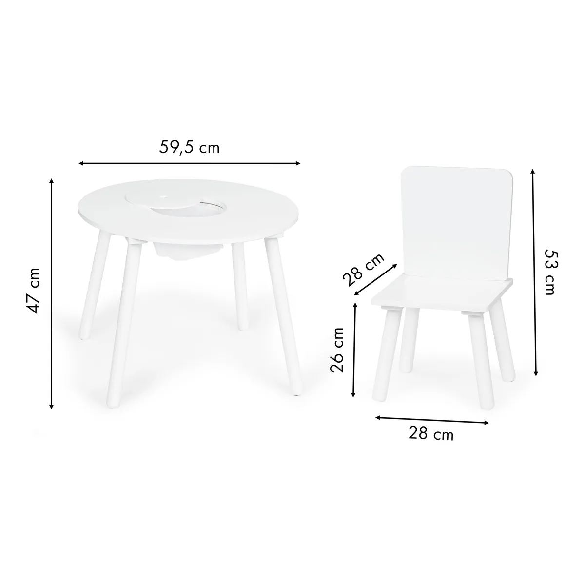 Gyerek asztal és szék szett, ECOTOYS WH135, fehér – 8. kép Gyerek asztal és szék szett, ECOTOYS WH135, fehér – 8. kép