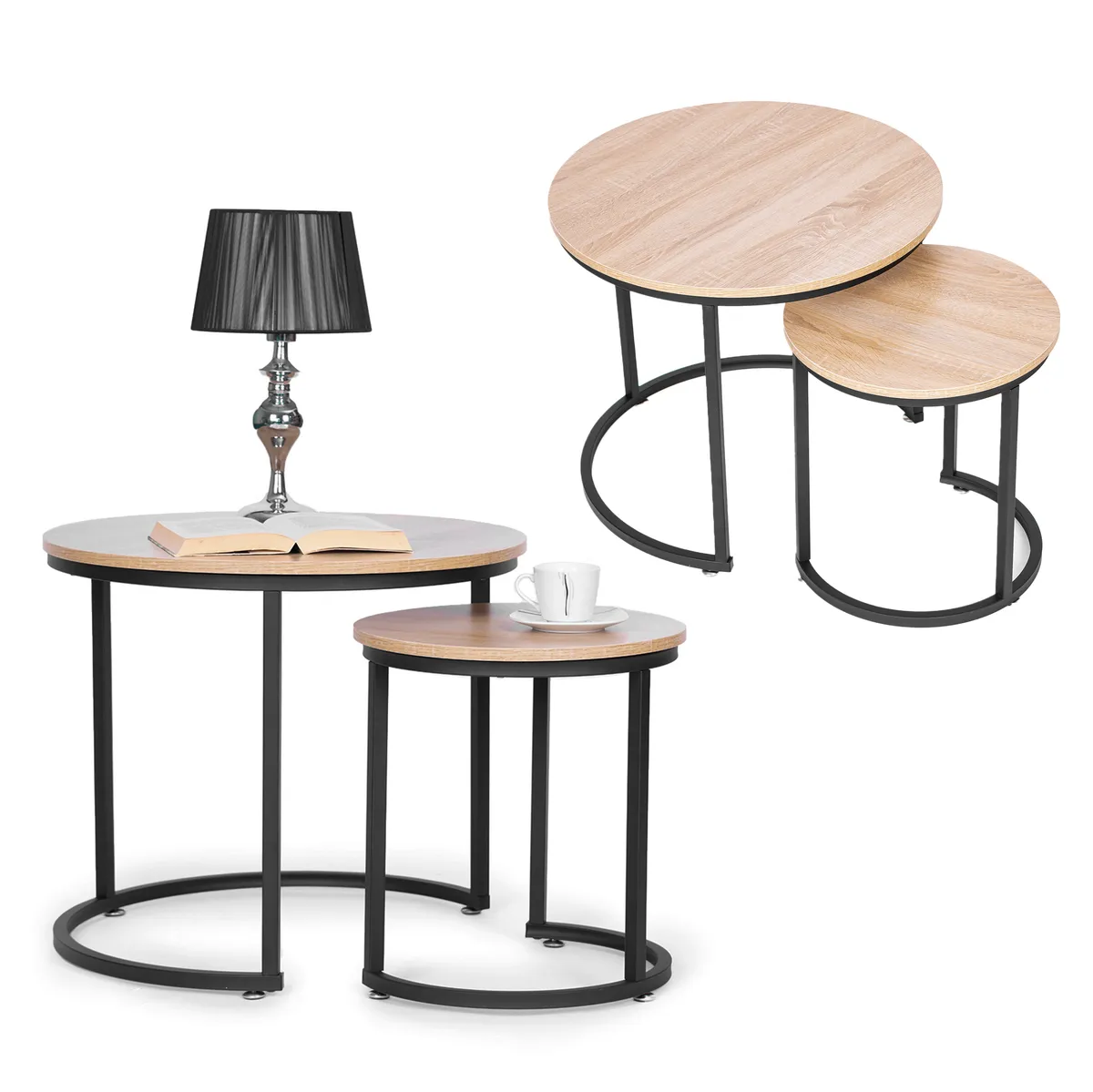 Dohányzóasztal szett, ModernHome PJJCT0111, átmérő 60 és 40 cm – 1. kép Dohányzóasztal szett, ModernHome PJJCT0111, átmérő 60 és 40 cm – 1. kép