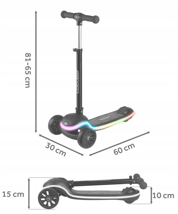 Háromkerekű roller, Ricokids Leddi, fekete – 13. kép Háromkerekű roller, Ricokids Leddi, fekete – 13. kép