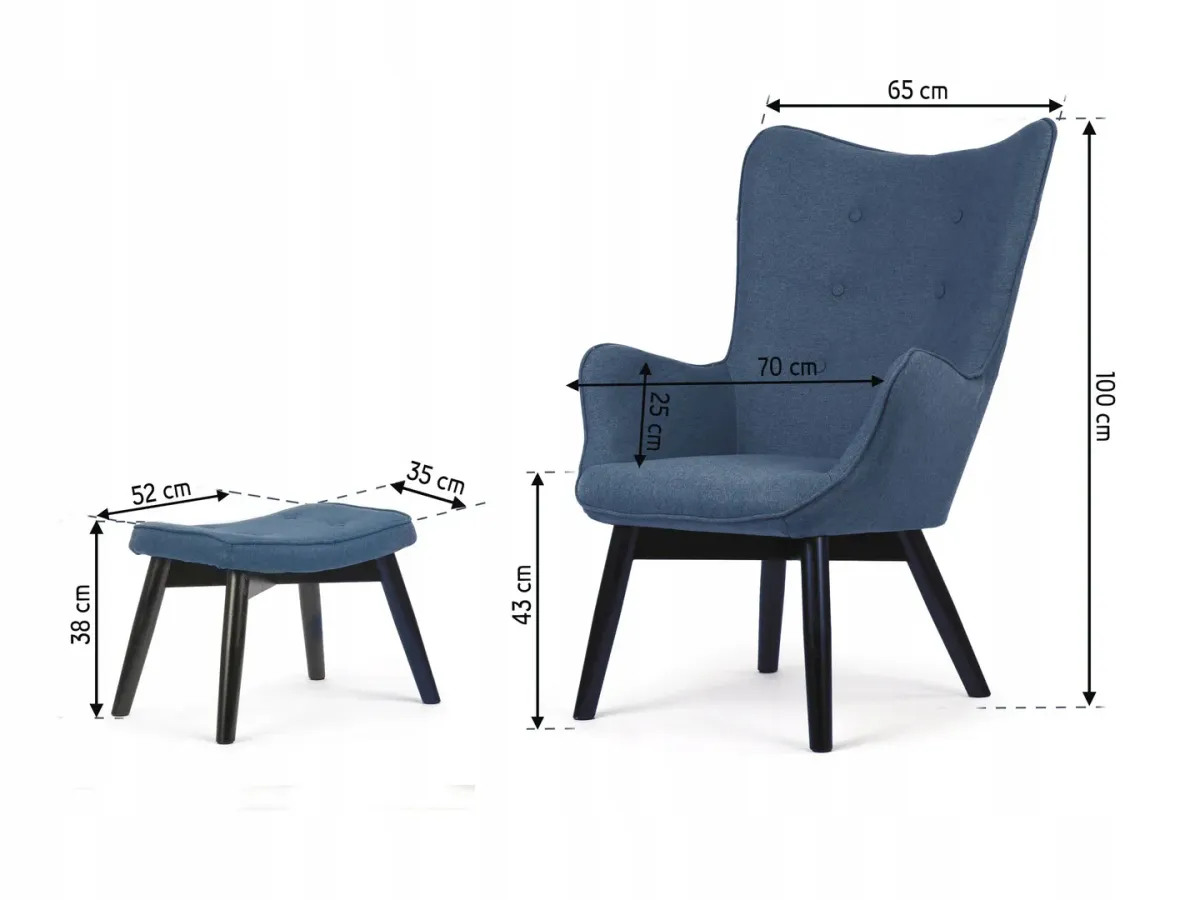 Lábtartós fotel, Sofotel Norse, kék/fekete – 5. kép Lábtartós fotel, Sofotel Norse, kék/fekete – 5. kép