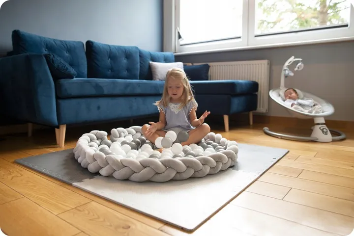 Rácsvédő kiságyba, Ricokids, kék/szürke – 6. kép