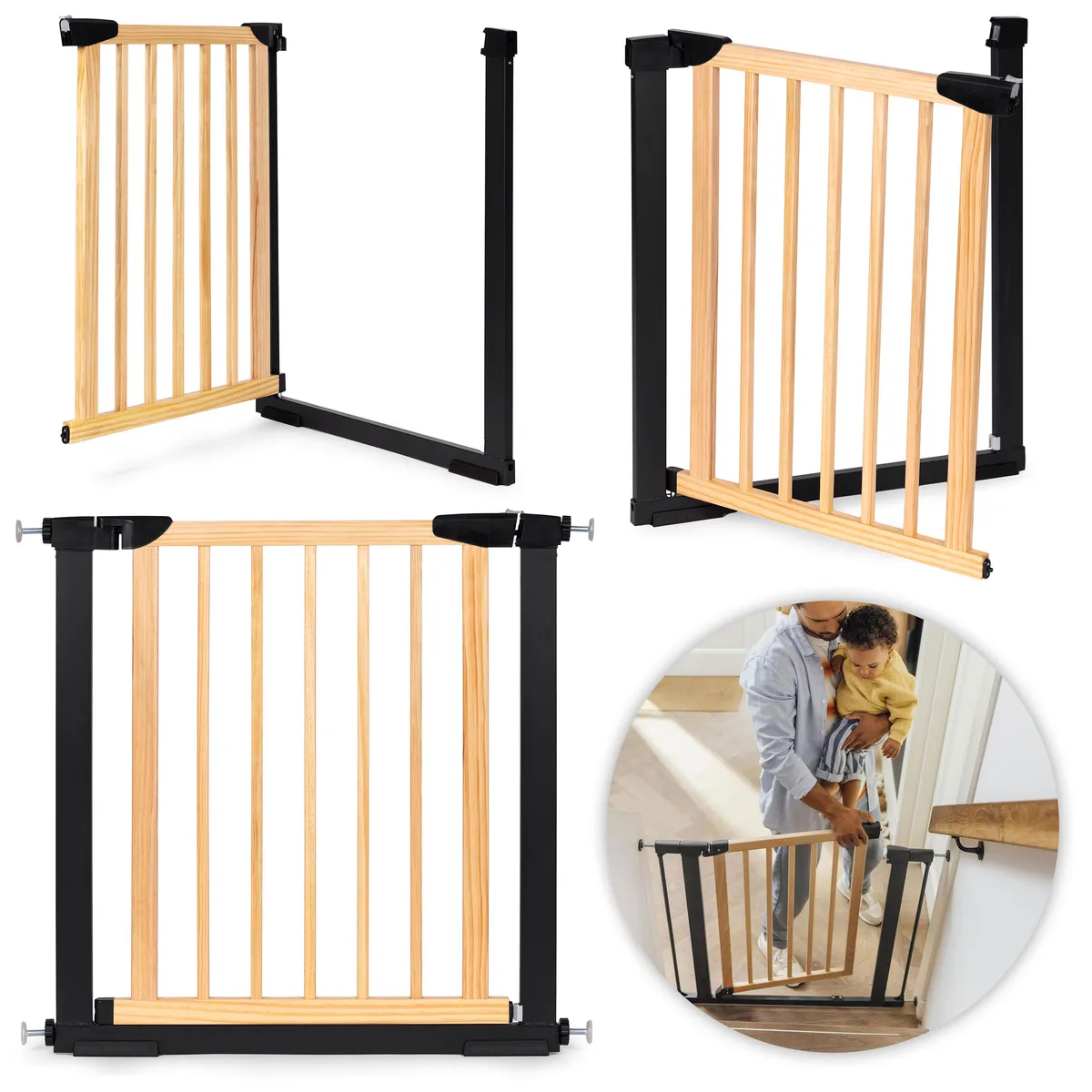 Biztonsági kapu, babarács, ECOTOYS SF-011A-BC – 1. kép Biztonsági rács lépcsőkhöz és ajtónyílásokhoz