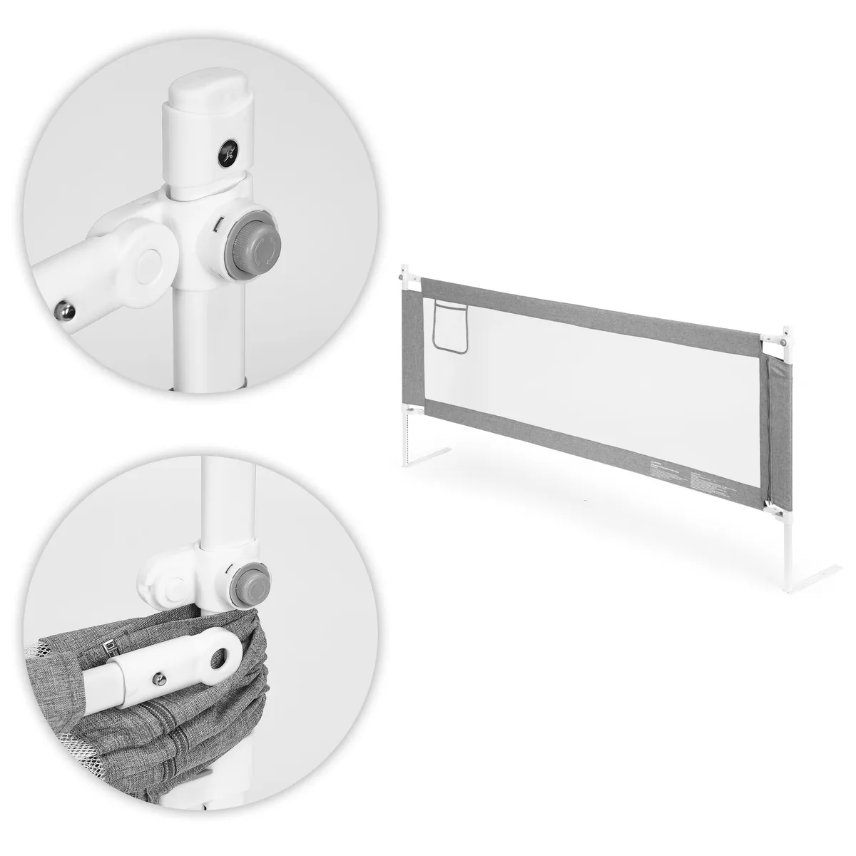 Leesésgátló ágykorlát, ECOTOYS SG-030B-GY, szürke/fehér – 5. kép Leesésgátló ágykorlát, ECOTOYS SG-030B-GY, szürke/fehér – 5. kép