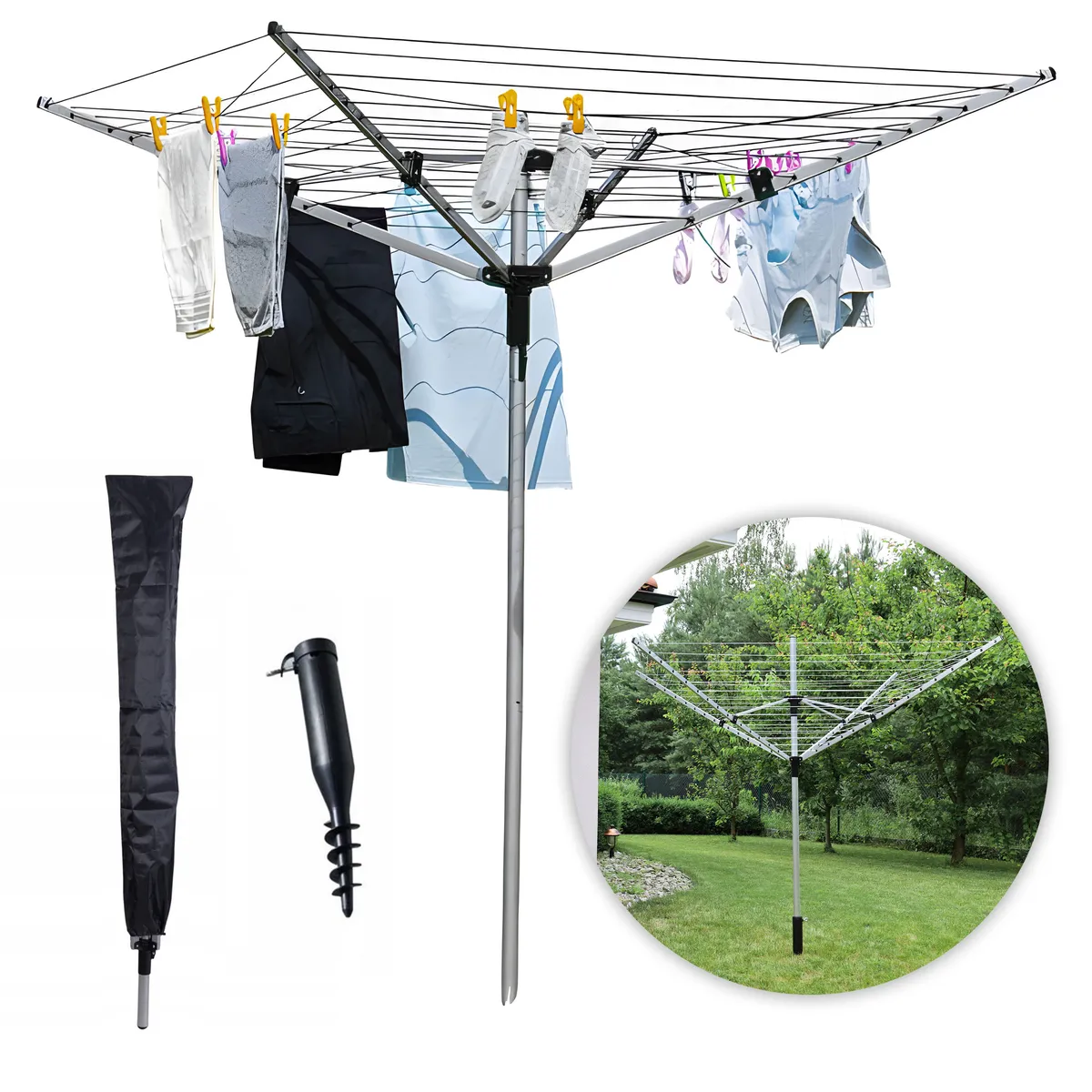 Kültéri ruhaszárító, MultiGarden 4JM-60MAC, ezüst – 1. kép Kültéri ruhaszárító, MultiGarden 4JM-60MAC, ezüst – 1. kép