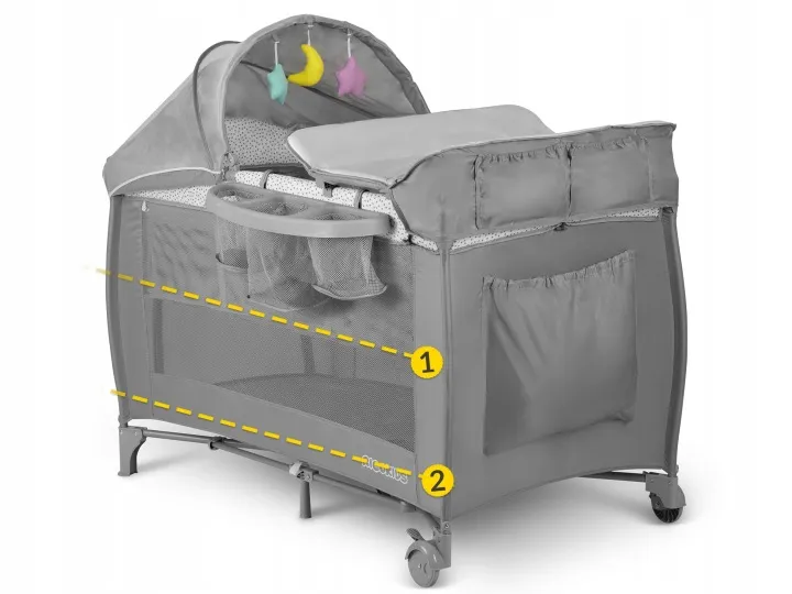 Utazó gyerekágy, Ricokids RK-241, szürke – 7. kép