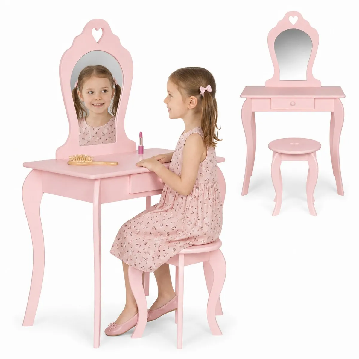 Gyerek sminkasztal, ECOTOYS FH-KF200011-P, 65 x 110 x 43 cm – 1. kép Gyerek sminkasztal, ECOTOYS FH-KF200011-P, 65 x 110 x 43 cm – 1. kép