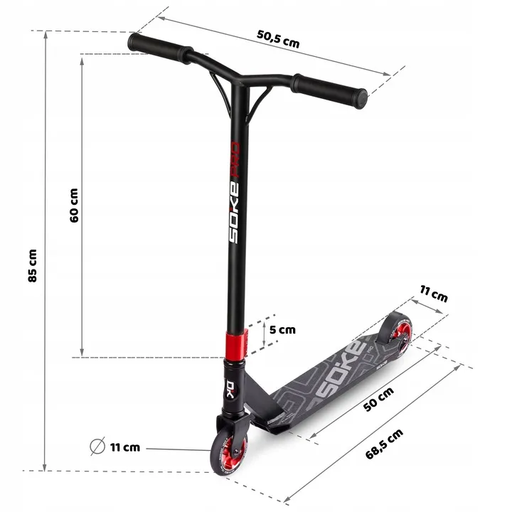 Kaszkadőr roller, SOKE PRO, piros – 9. kép