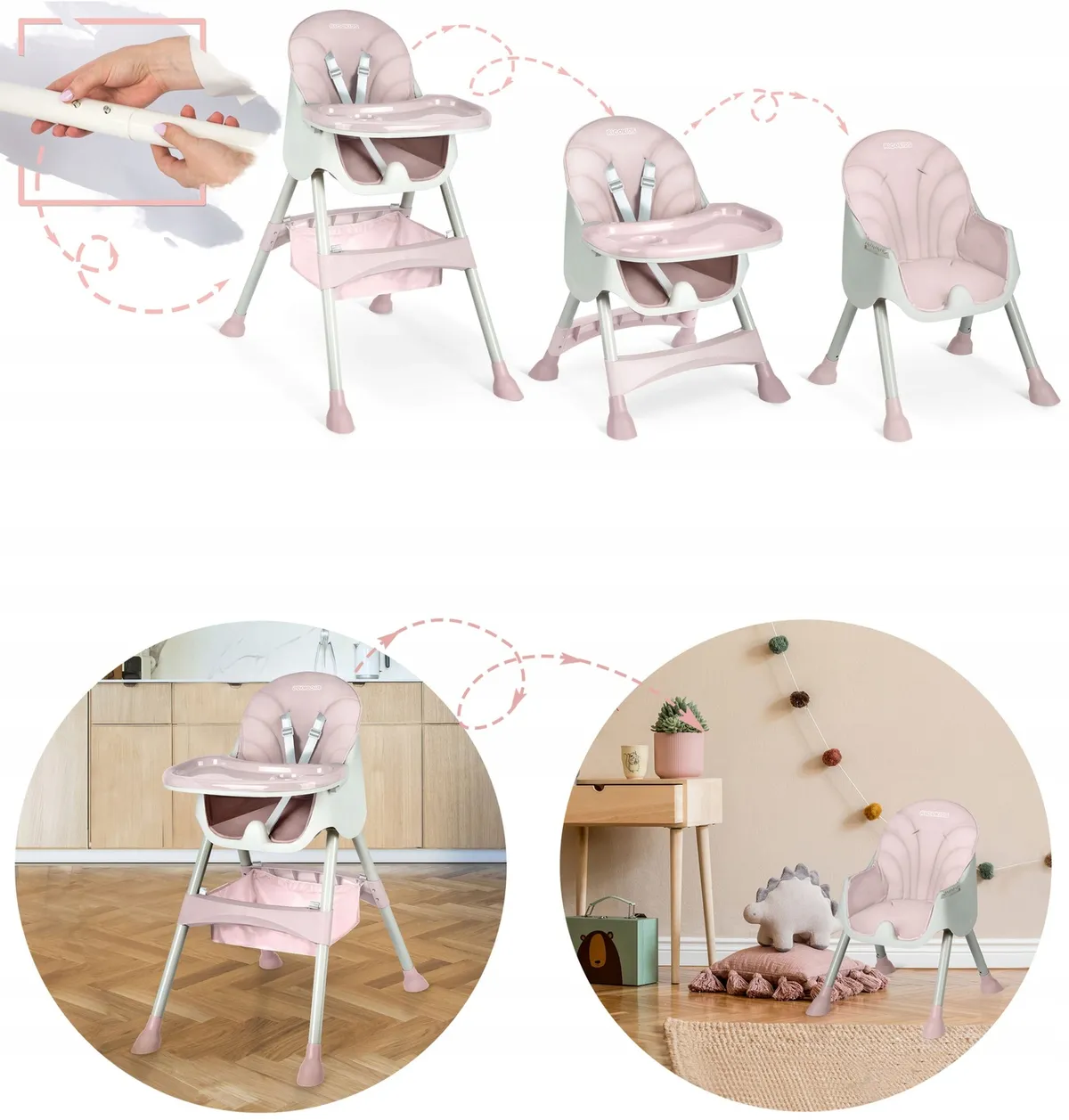 Etetőszék, Ricokids Milo, rózsaszín – 4. kép