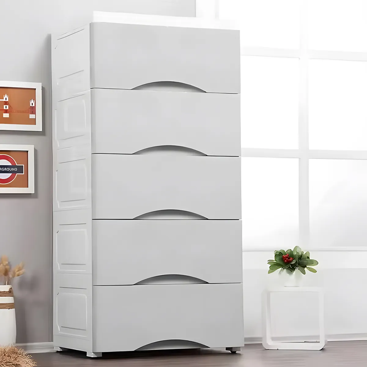 Gurulós tároló, ModernHome PJJCBS0024-05A, fehér/szürke – 2. kép