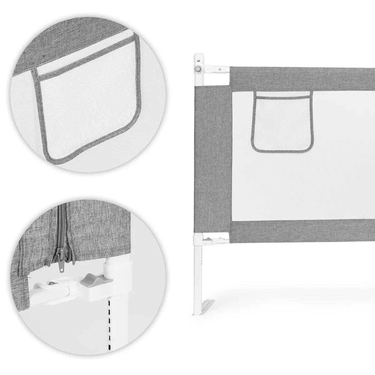 Leesésgátló ágykorlát, ECOTOYS SG-030B-GY, szürke/fehér – 4. kép Leesésgátló ágykorlát, ECOTOYS SG-030B-GY, szürke/fehér – 4. kép