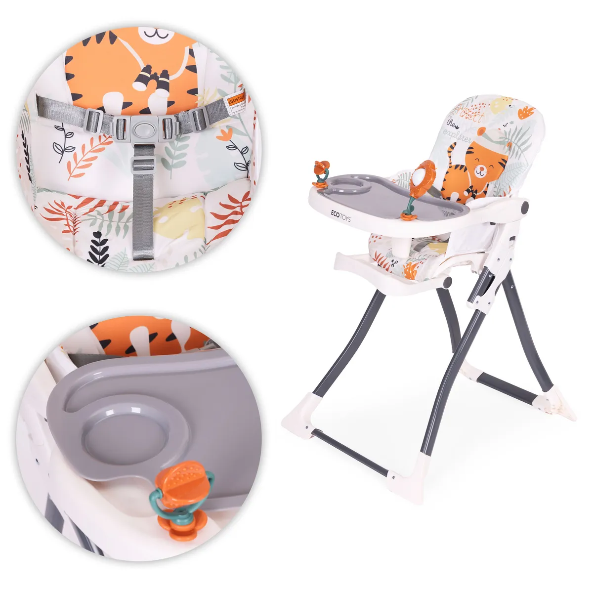 Etetőszék, ECOTOYS HC301-2402, összecsukható – 3. kép