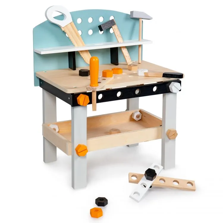 Gyerek munkapad, ECOTOYS 1178, fa – 4. kép Satu és szerszámtartó a barkácsasztalon