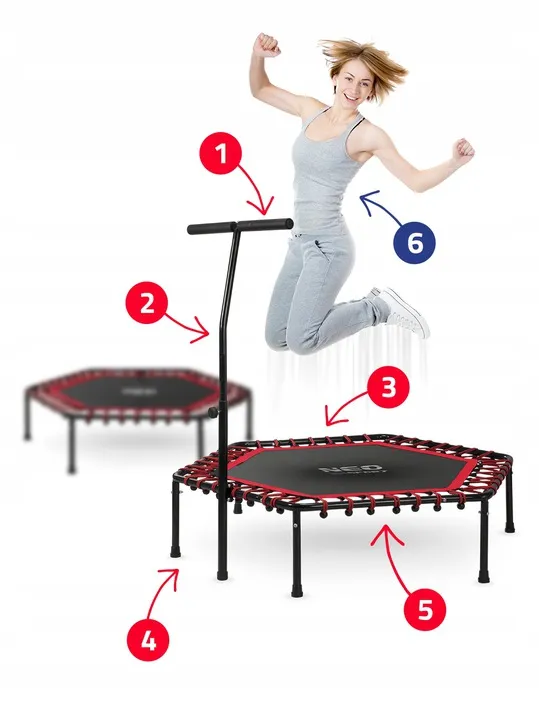 Fitnesz trambulin, Neo-Sport, fekete/piros – 4. kép