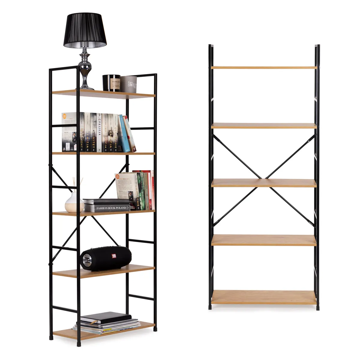 Könyvespolc, ModernHome CWJ6024144LG, 144 x 58,5 x 23,5 cm – 1. kép Könyvespolc, ModernHome CWJ6024144LG, 144 x 58,5 x 23,5 cm – 1. kép