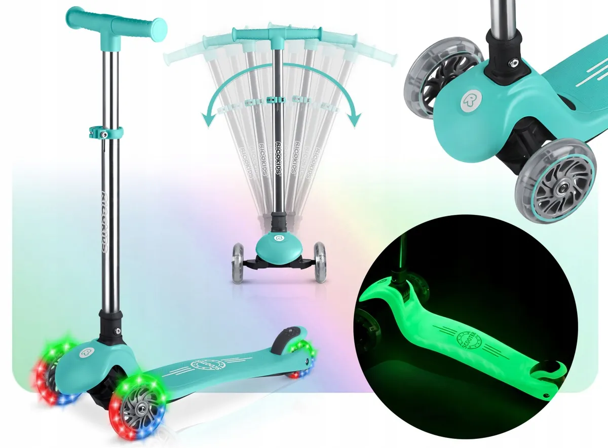 Háromkerekű roller, Ricokids Glow, türkiz – 1. kép Háromkerekű roller, Ricokids Glow, türkiz – 1. kép