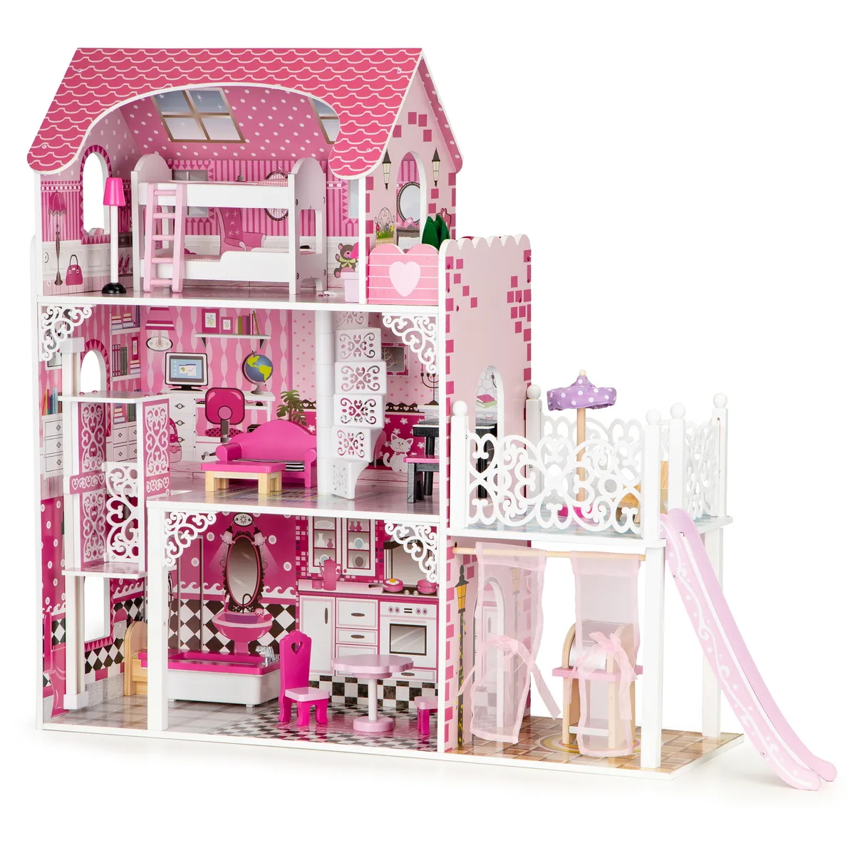 Fa babaház, ECOTOYS TL49059, 89 x 32,5 x 90 cm – 3. kép Fa babaház, ECOTOYS TL49059, 89 x 32,5 x 90 cm – 3. kép