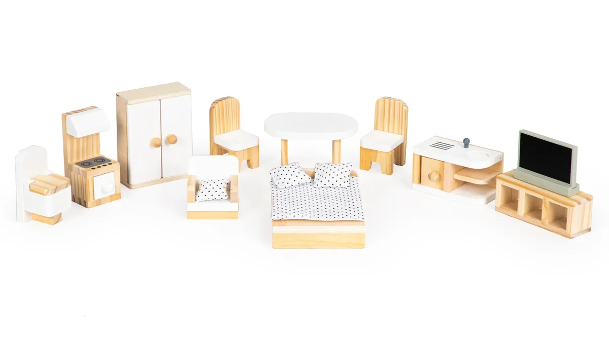 Fa babaház, ECOTOYS 8301, Emma rezidencia – 4. kép Fa babaházbútorok