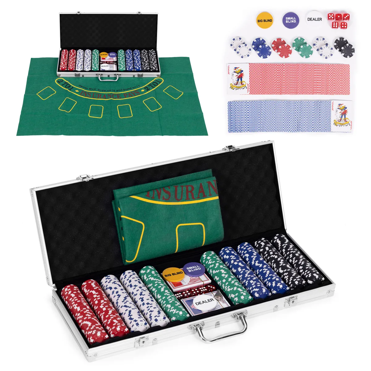 Póker és Blackjack készlet, Multistore D50011501SS, 500 db – 1. kép Póker és Blackjack készlet, Multistore D50011501SS, 500 db – 1. kép