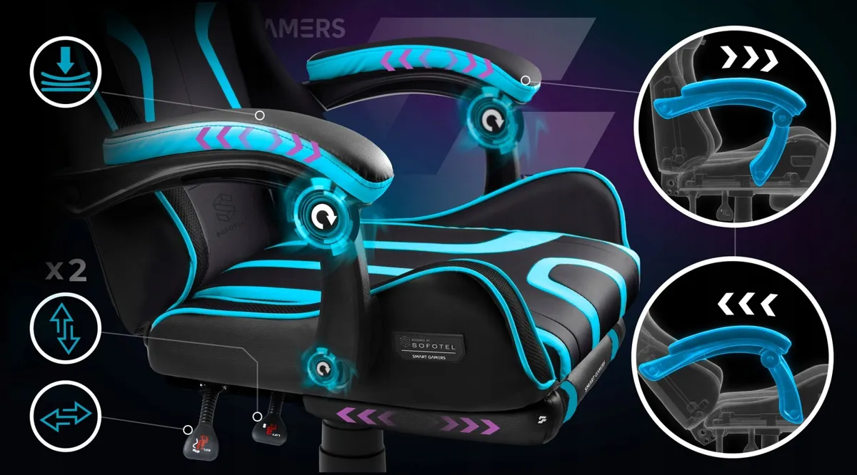 Gamer szék, Sofotel Specter, fekete/türkiz – 9. kép Gamer szék, Sofotel Specter, fekete/türkiz – 9. kép