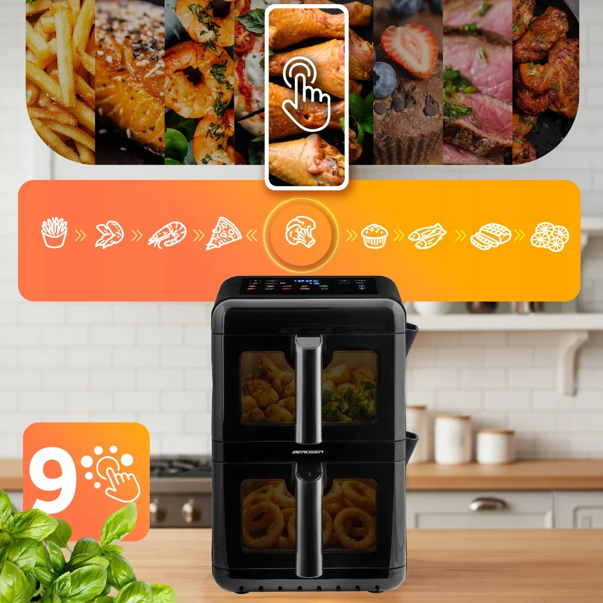 Air Fryer forrólevegős sütő, Berdsen BD-663, 11,6 l – 8. kép Air Fryer forrólevegős sütő, Berdsen BD-663, 11,6 l – 8. kép