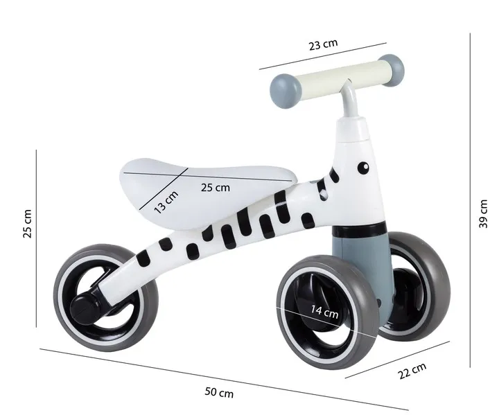 Háromkerekű futóbicikli, ECOTOYS LB1603 zebra, fehér – 5. kép