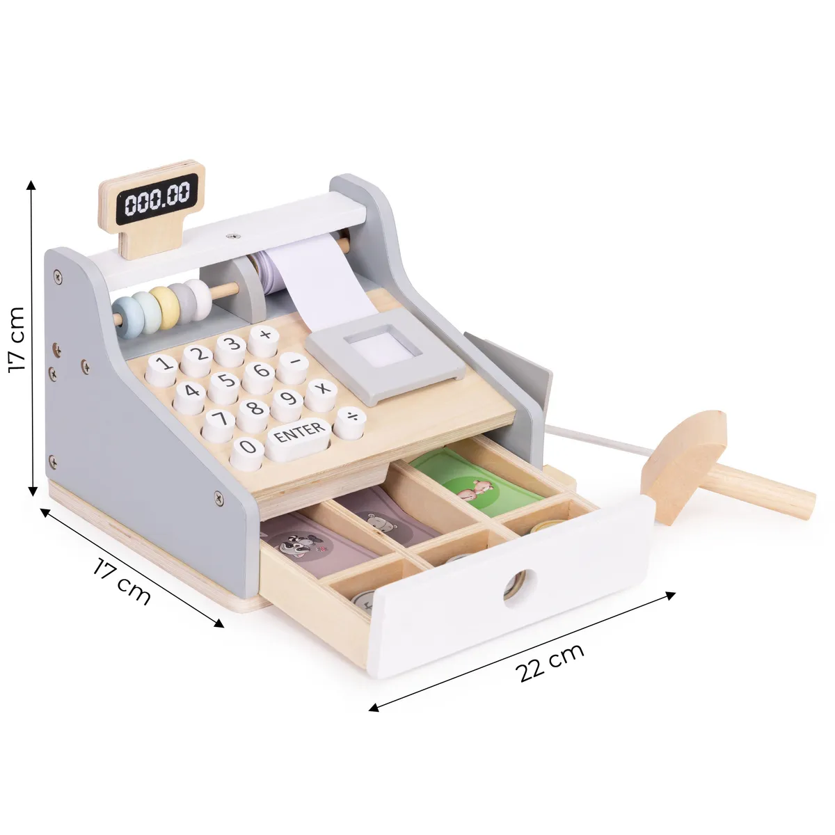 Játék pénztárgép, fa, ECOTOYS HM328241 – 4. kép ECOTOYS fa pénztárgép csomagolása