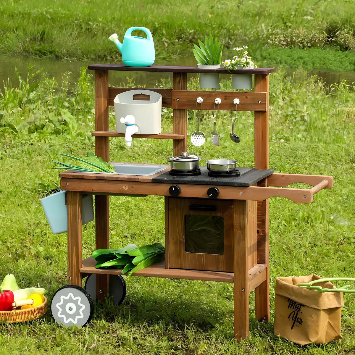 Kültéri játékkonyha, ECOTOYS TL814004, fa – 2. kép