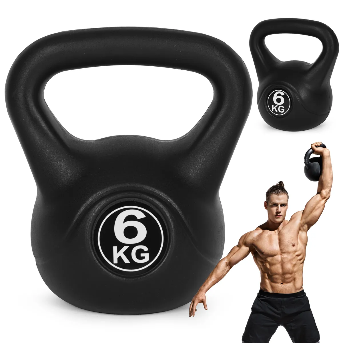 Kettlebell súlyzó, ModernHome CK-6-BC, fekete – 1. kép