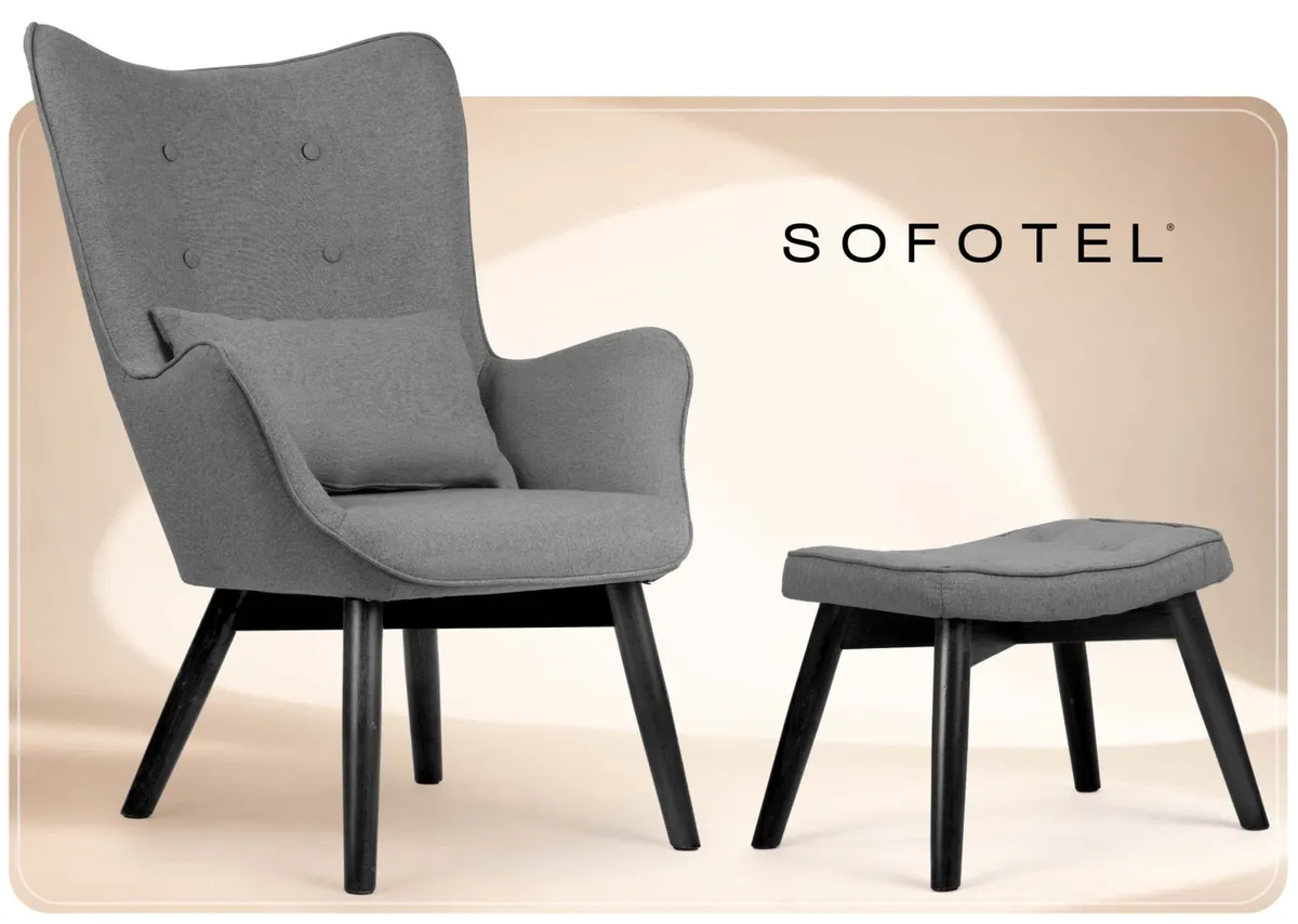 Lábtartós fotel, Sofotel Norse, szürke/fekete – 1. kép