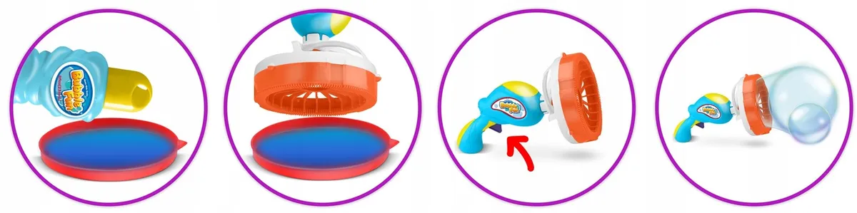 Buborékfújó gép, Ricokids RK-911, kék/narancssárga – 5. kép Világító buborékfújó gép
