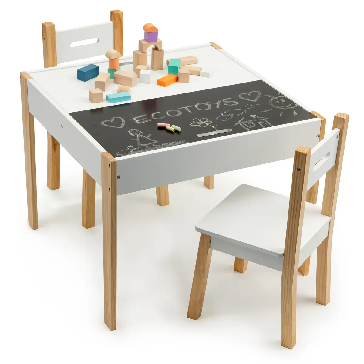 Gyerek asztal és szék szett, ECOTOYS OT143, 1 db asztal + 2 db szék – 3. kép