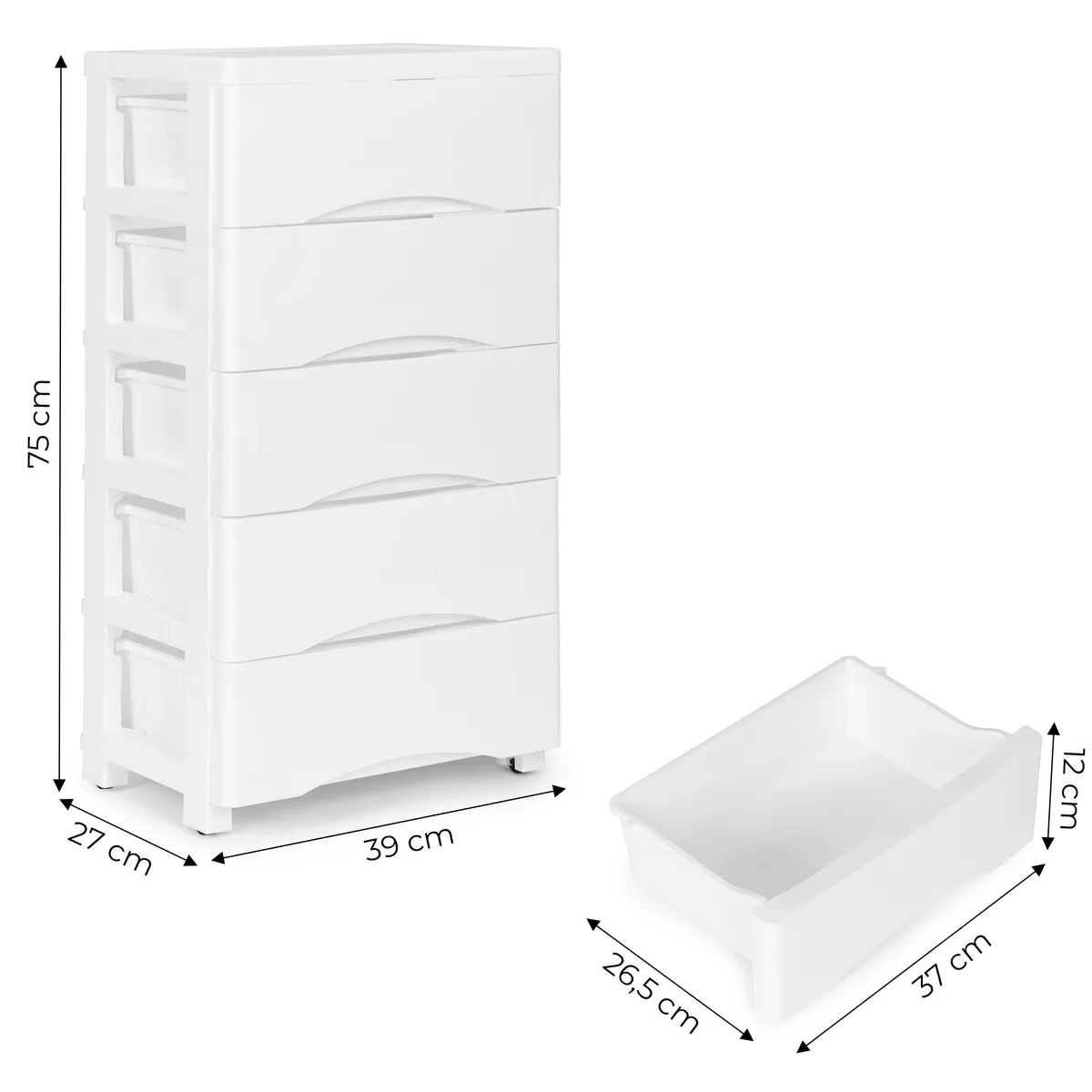 Gurulós tároló, ModernHome PJJCBS0024-05B, fehér – 5. kép Gurulós tároló, ModernHome PJJCBS0024-05B, fehér – 5. kép