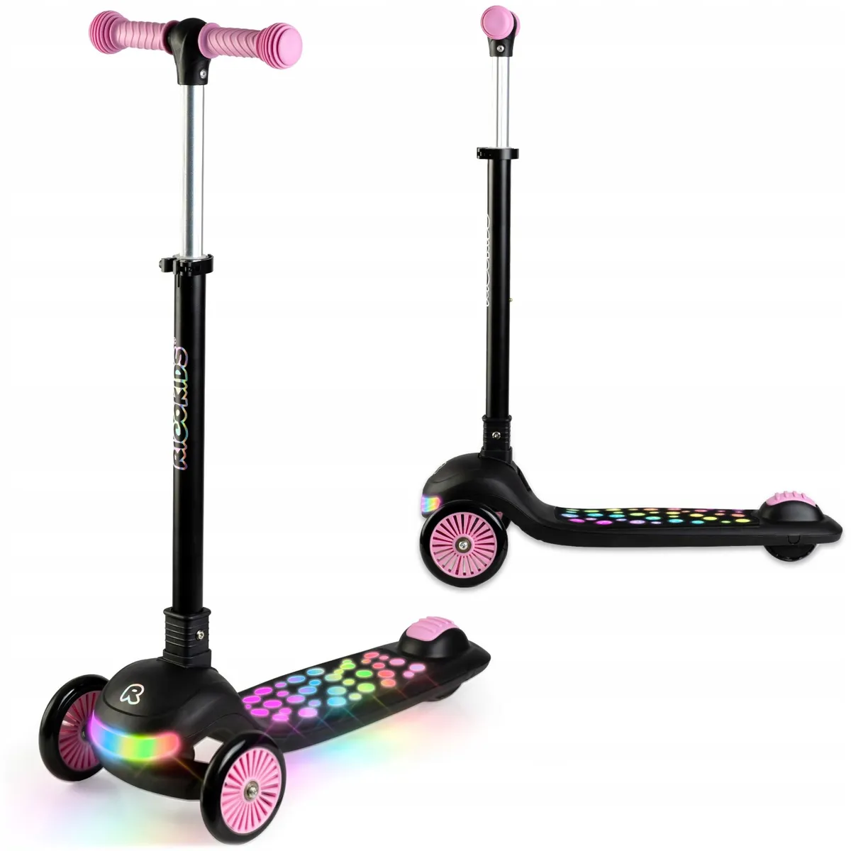 Háromkerekű roller, Ricokids Glowi, fekete/rózsaszín – 11. kép Háromkerekű roller, Ricokids Glowi, fekete/rózsaszín – 11. kép